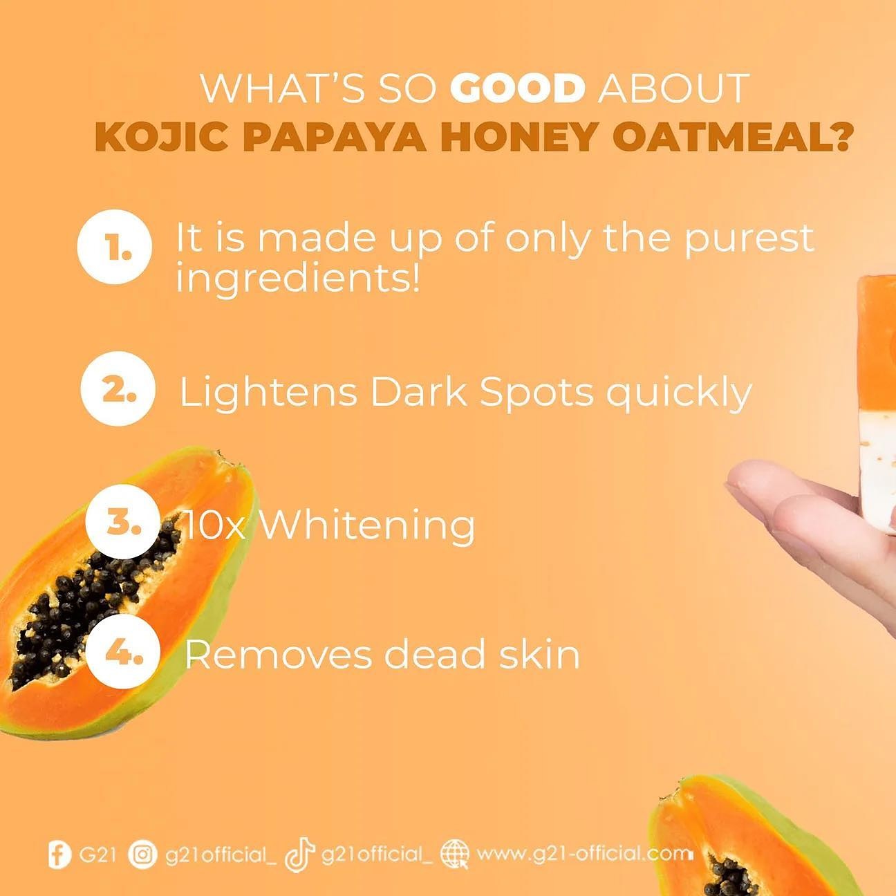 G21 Kojic Papaya Honey Oatmeal Duo Soap