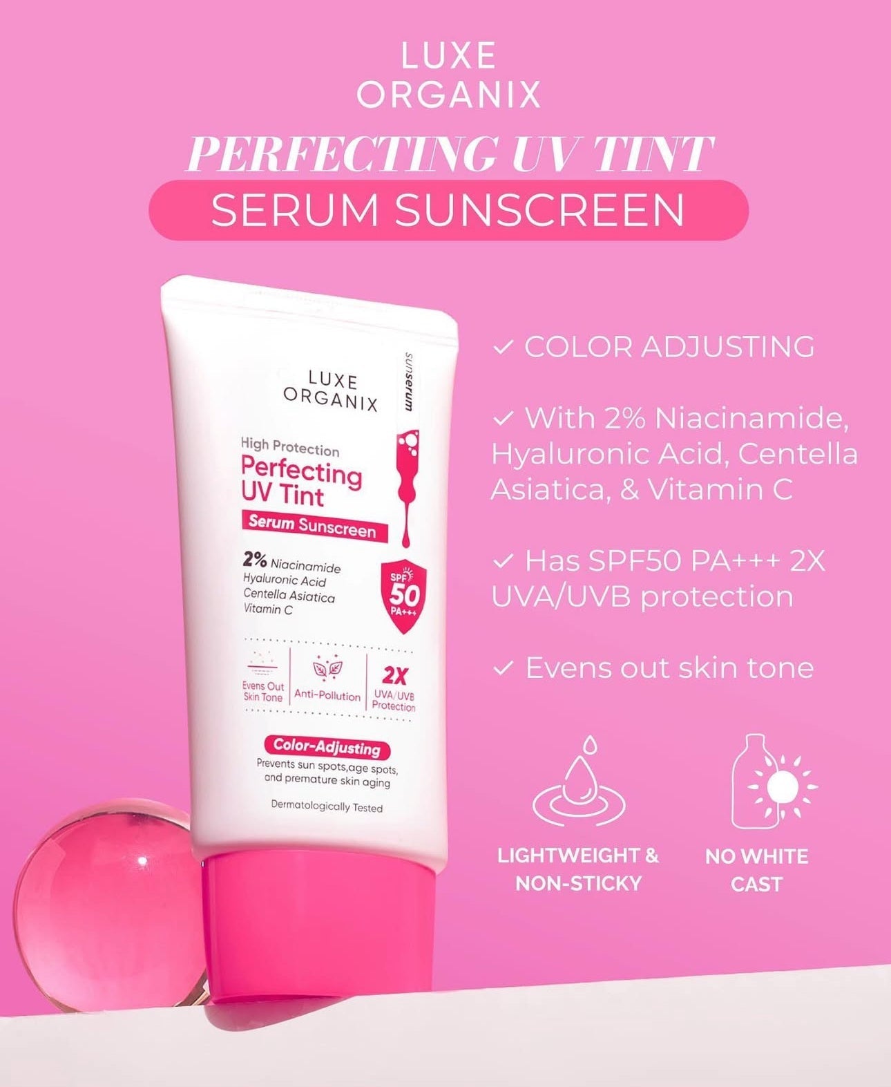 Luxe Organix Perfecting UV Tint Serum Sunscreen
