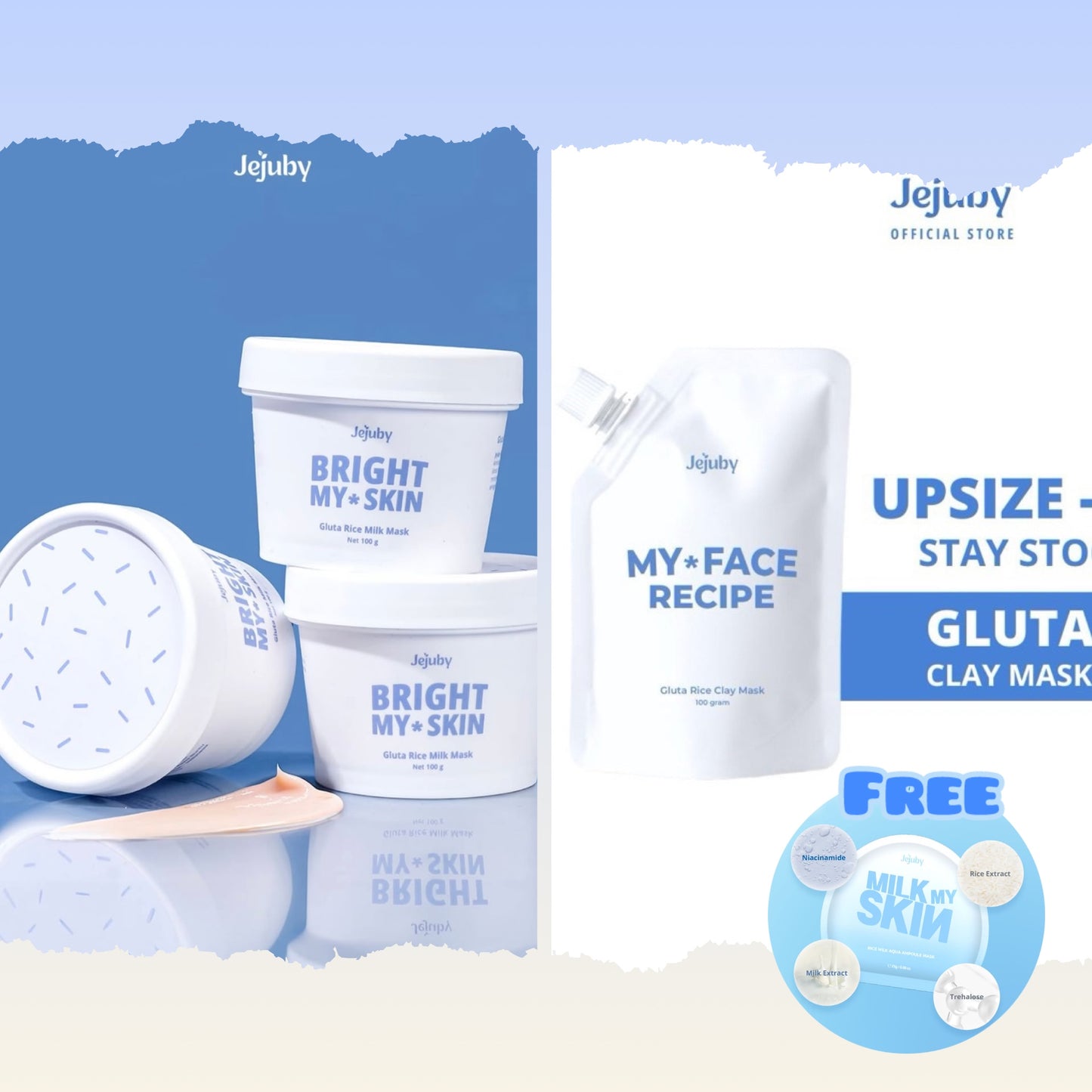 Jejuby Bundle Face & Body (My Face Recipe + Bright My Skin) Get a FREE Jejuby Ampoule Mask (Milk My Skin)