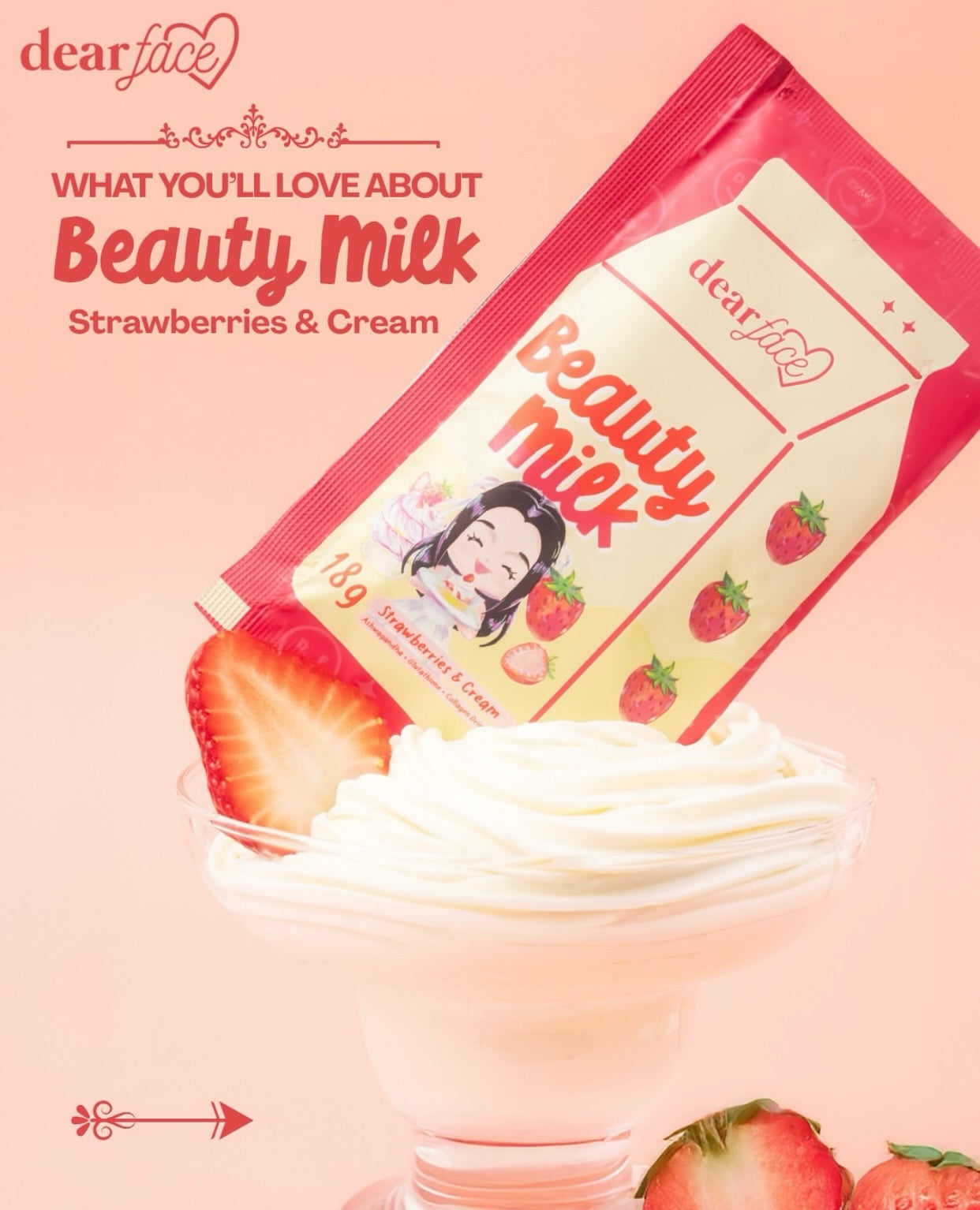 Dear Face Strawberries & Cream Beauty Milk