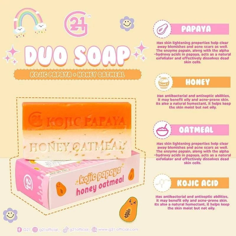 G21 Kojic Papaya Honey Oatmeal Duo Soap