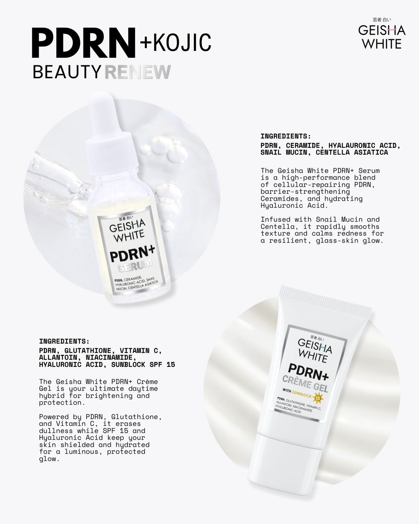 Geisha White PDRN + Kojic (K-Beauty Glass Skin)