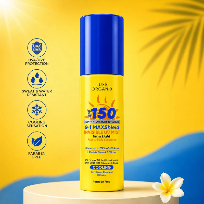 Luxe Organix 6 in 1 Maxshield Invisible UV Mist Ultra Light Face & Body Sunscreen