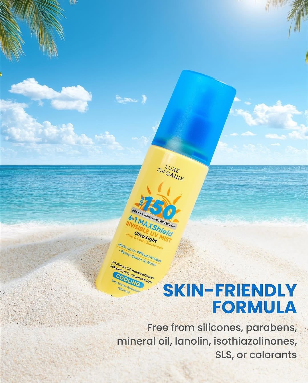 Luxe Organix 6 in 1 Maxshield Invisible UV Mist Ultra Light Face & Body Sunscreen