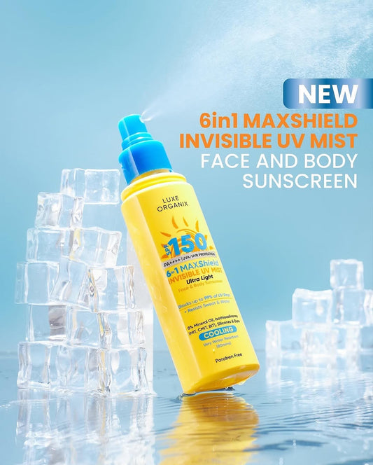 Luxe Organix 6 in 1 Maxshield Invisible UV Mist Ultra Light Face & Body Sunscreen