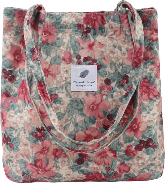 Premium Corduroy Floral Tote