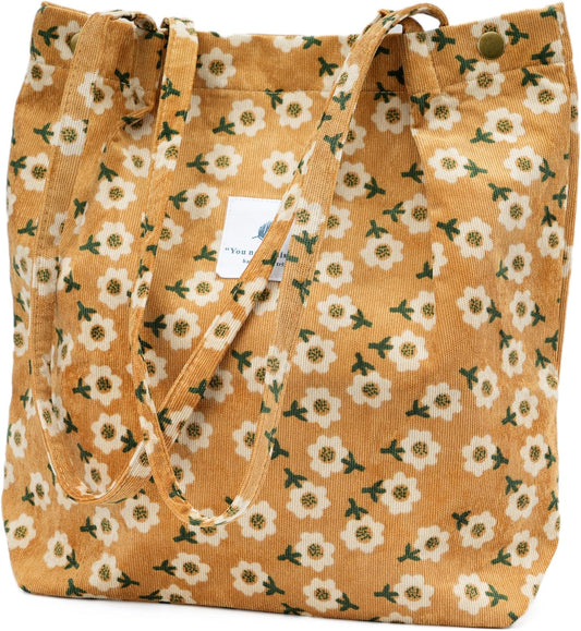 Premium Corduroy Floral Tote