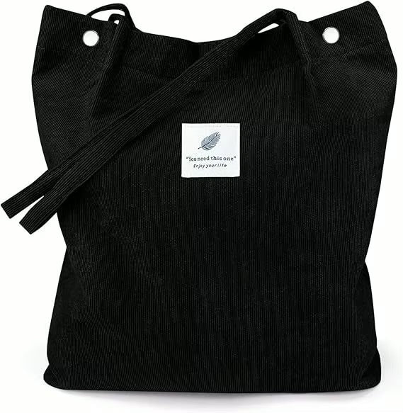 Premium Corduroy Black Tote
