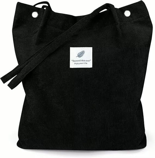 Premium Corduroy Black Tote