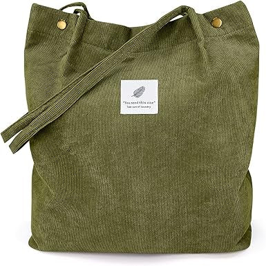 Premium Corduroy Army Green Tote