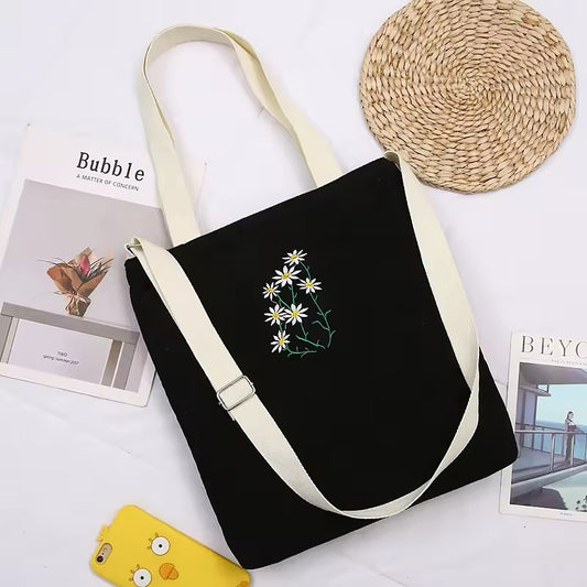 Embroidered Corduroy Bag