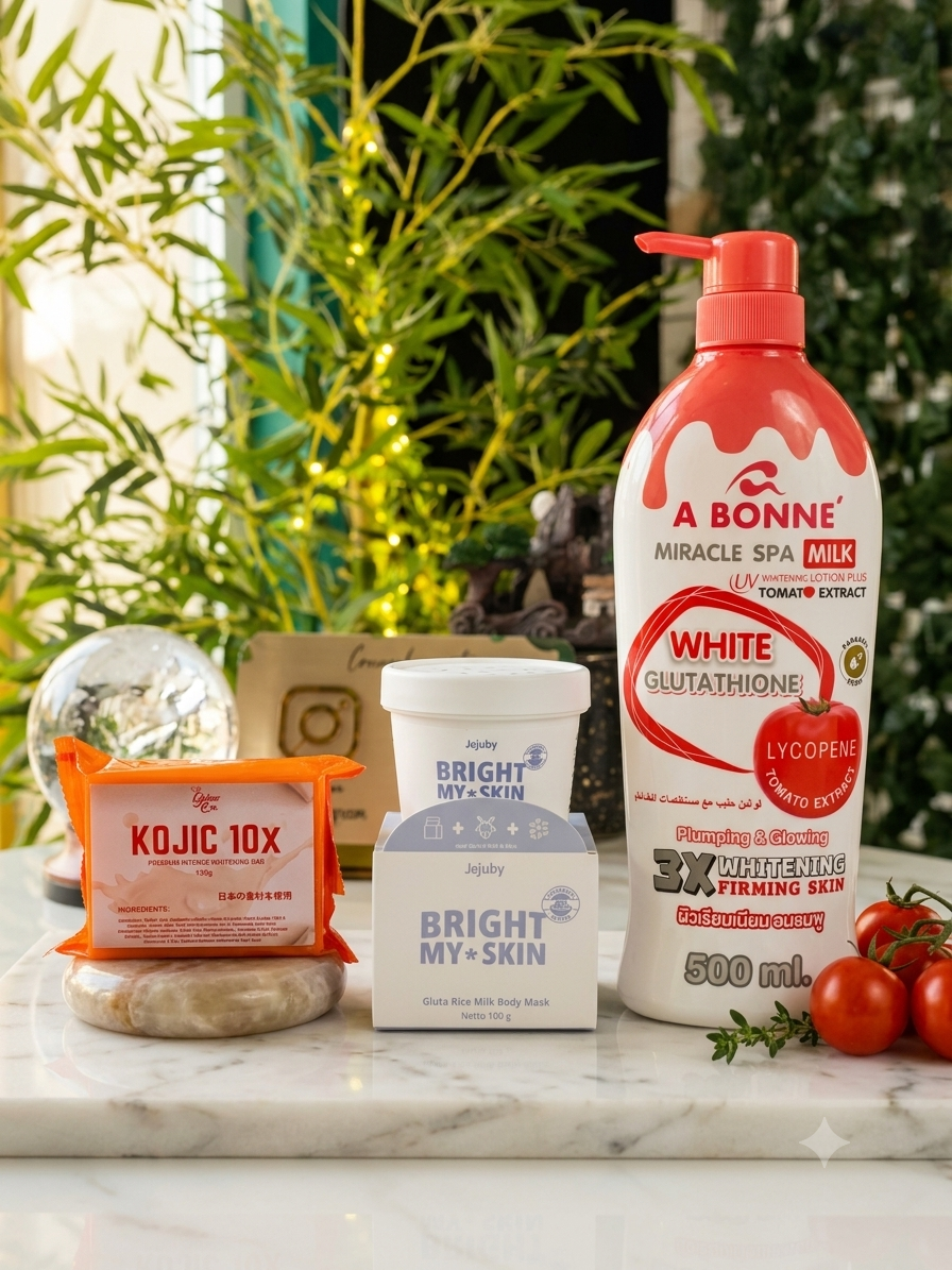 Abonne Miracle Lotion + Jejuby Bright My Skin + Glow On Kojic 10X Whitening Soap