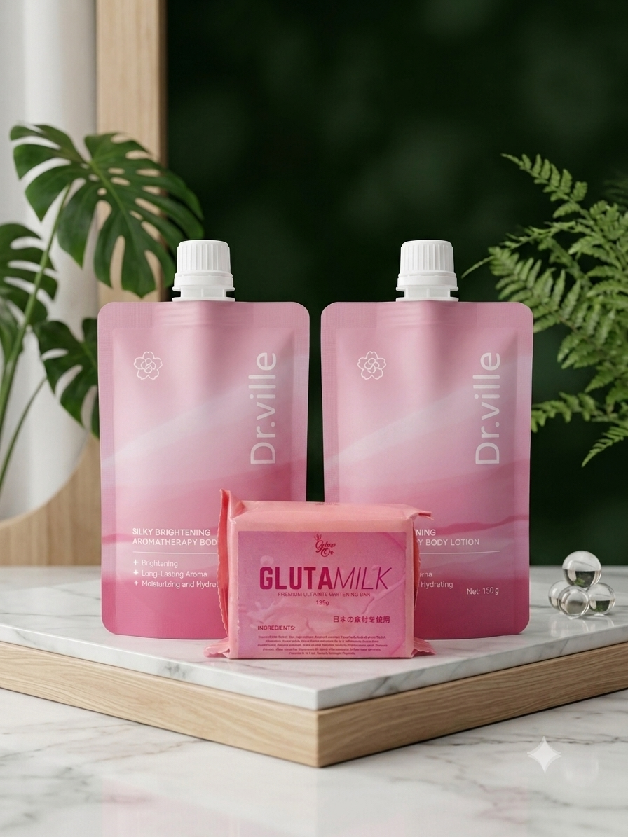 Dr.ville Body Lotions (2pcs) + GlutaMilk Whitening Soap