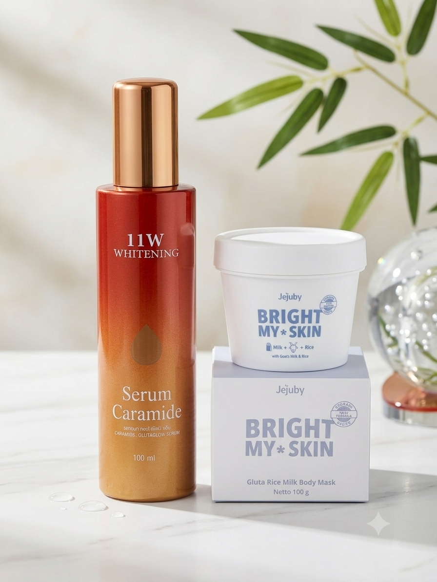 11W Whitening Serum Caramide + Jejuby Bright My Skin Bleaching Mask