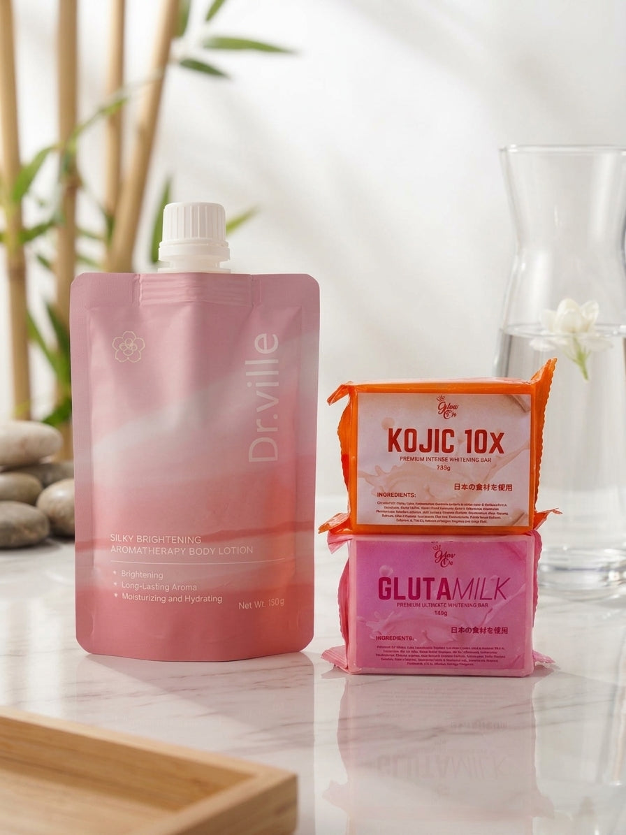 Dr.ville Body Lotion + Kojic 10x Intense Whitening Soap + GlutaMilk Ultimate Whitening Soap
