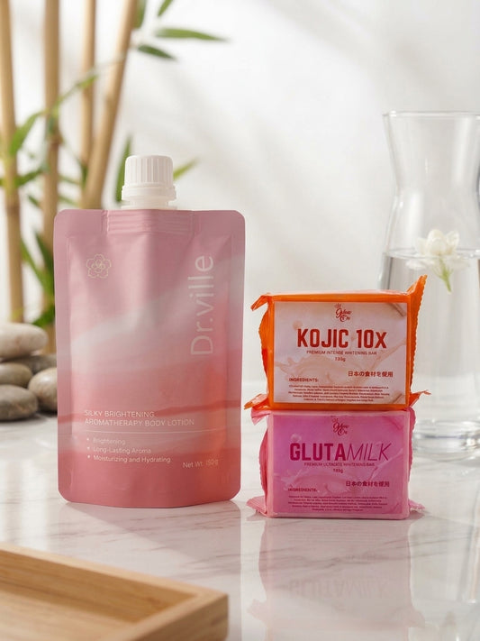 Dr.ville Body Lotion + Kojic 10x Intense Whitening Soap + GlutaMilk Ultimate Whitening Soap