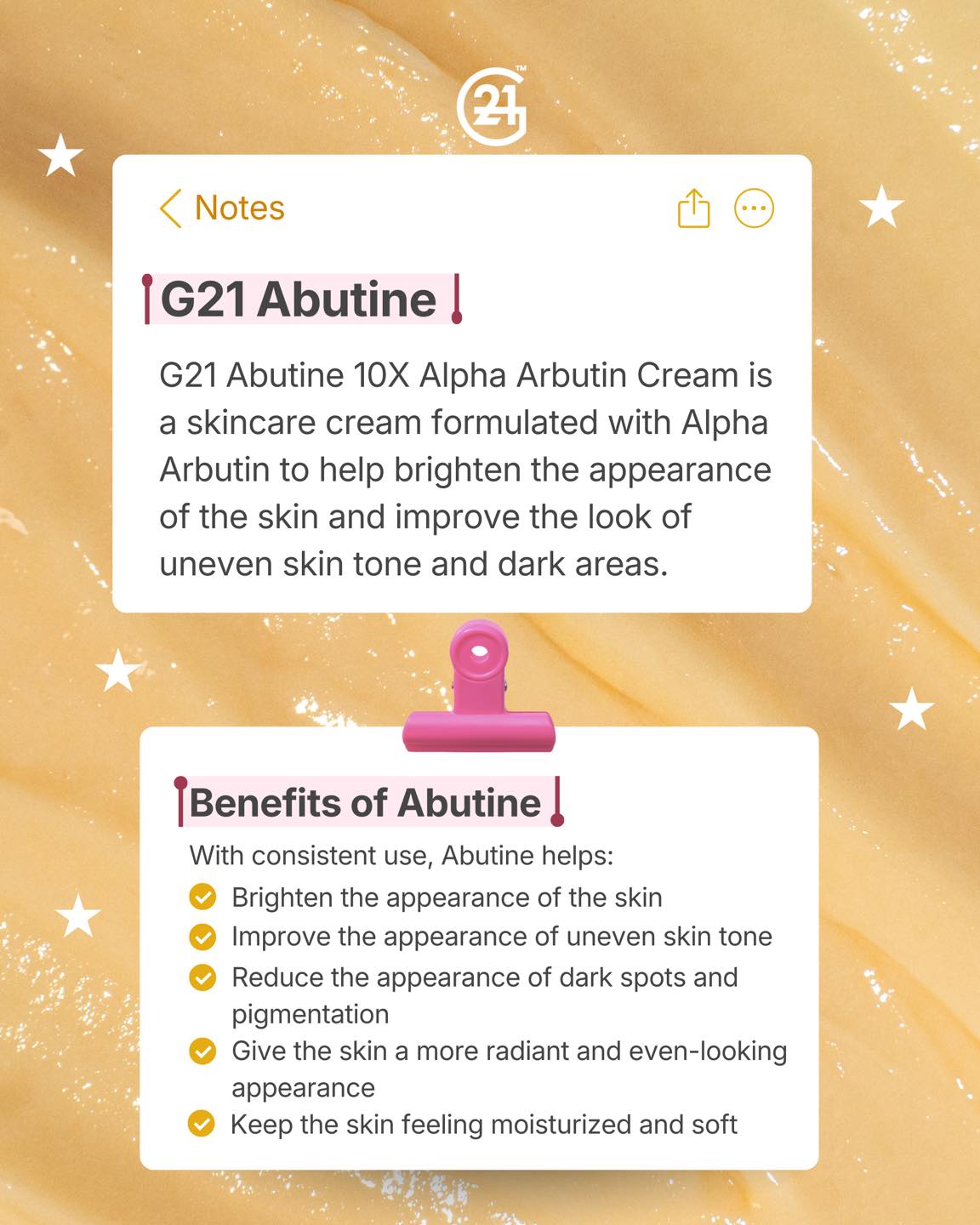 G21 Abutine 10X Alpha Arbutin Cream